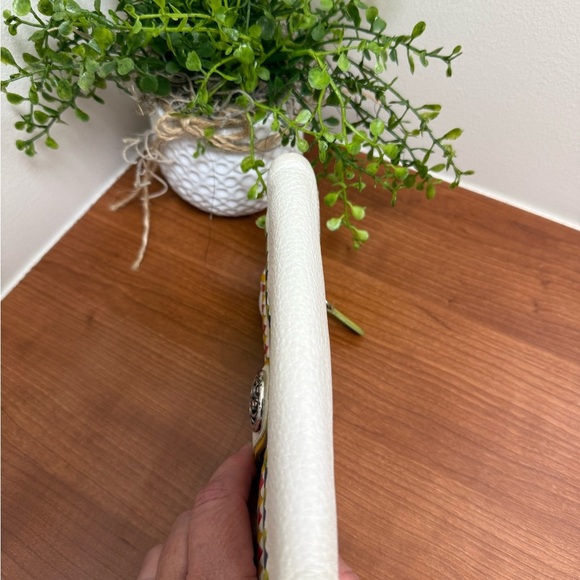 Brighton Leather Wallet White With multicolor Braided band around - Picture 5 of 16